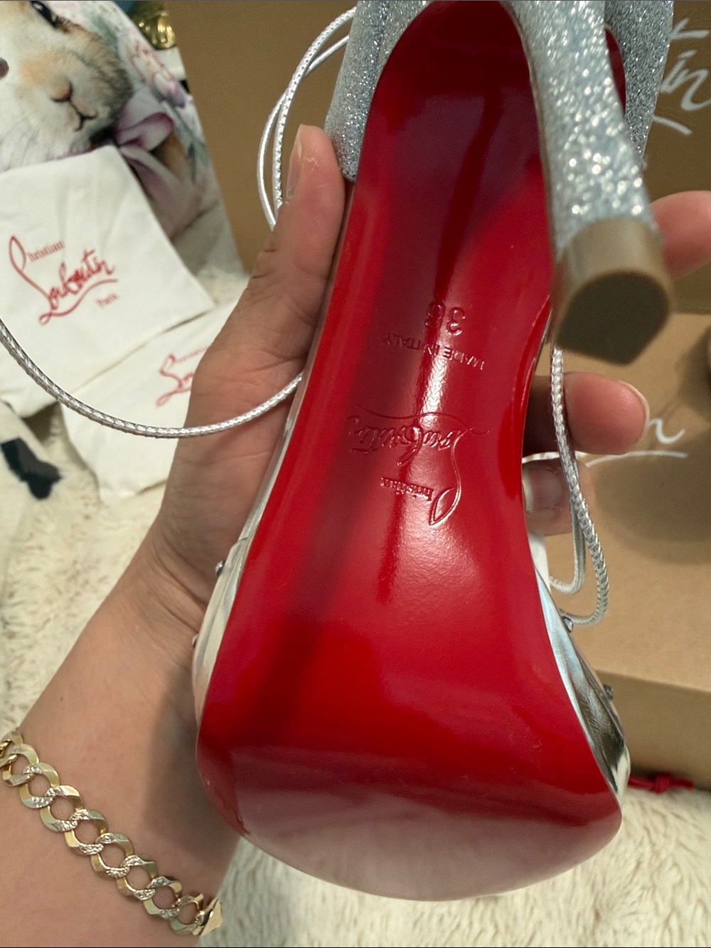 Christian Louboutin Brown Shoe Box and Bag - Picture 9 of 16
